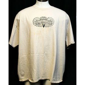 Airborne T-Shirt Tan Mens Size 3XL Gildan Parachute Wings Beige